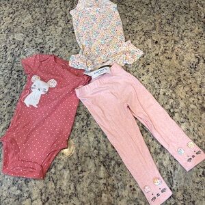 Carter's Pink and Floral Mouse Baby Outfit Set